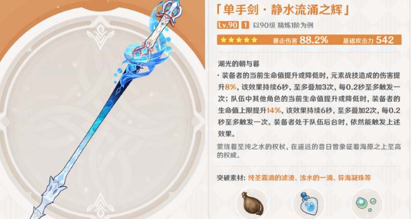 原神静水流涌之辉突破材料指南